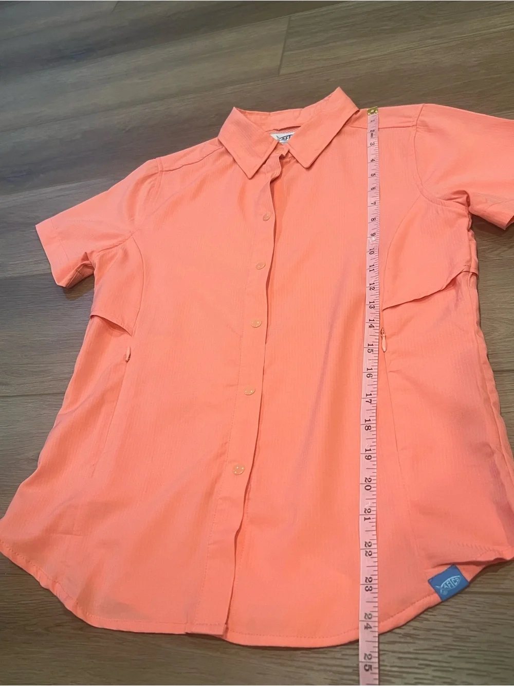 American Fishing Tackle Co Coral Pink Short-Sleeve Performance Button-Down Shirt
